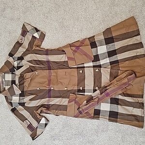 Burberry Brown and Purple Plaid Midi Dress
